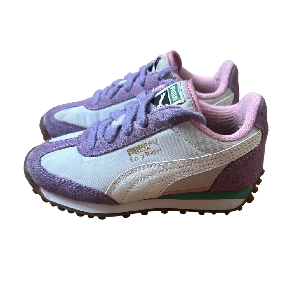 Puma Easy Rider Sneakers Girls Purple Pink Retro Low Top Shoes SIZE 11.5C